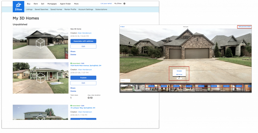 how to do 3d tour on zillow
