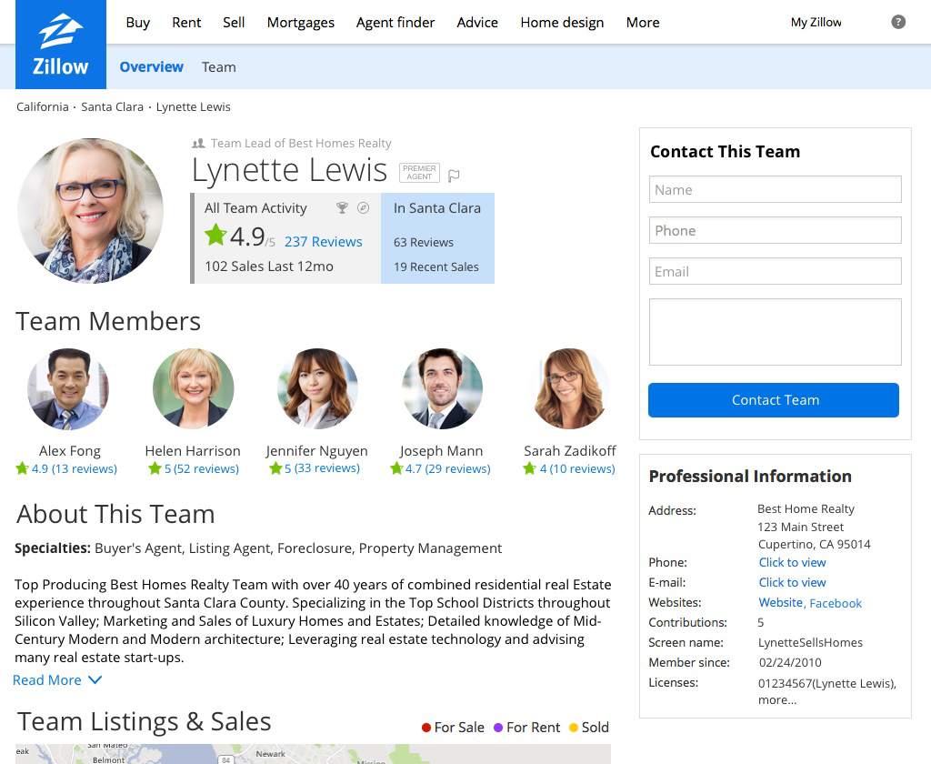 Create a Team Profile | Zillow Premier Agent