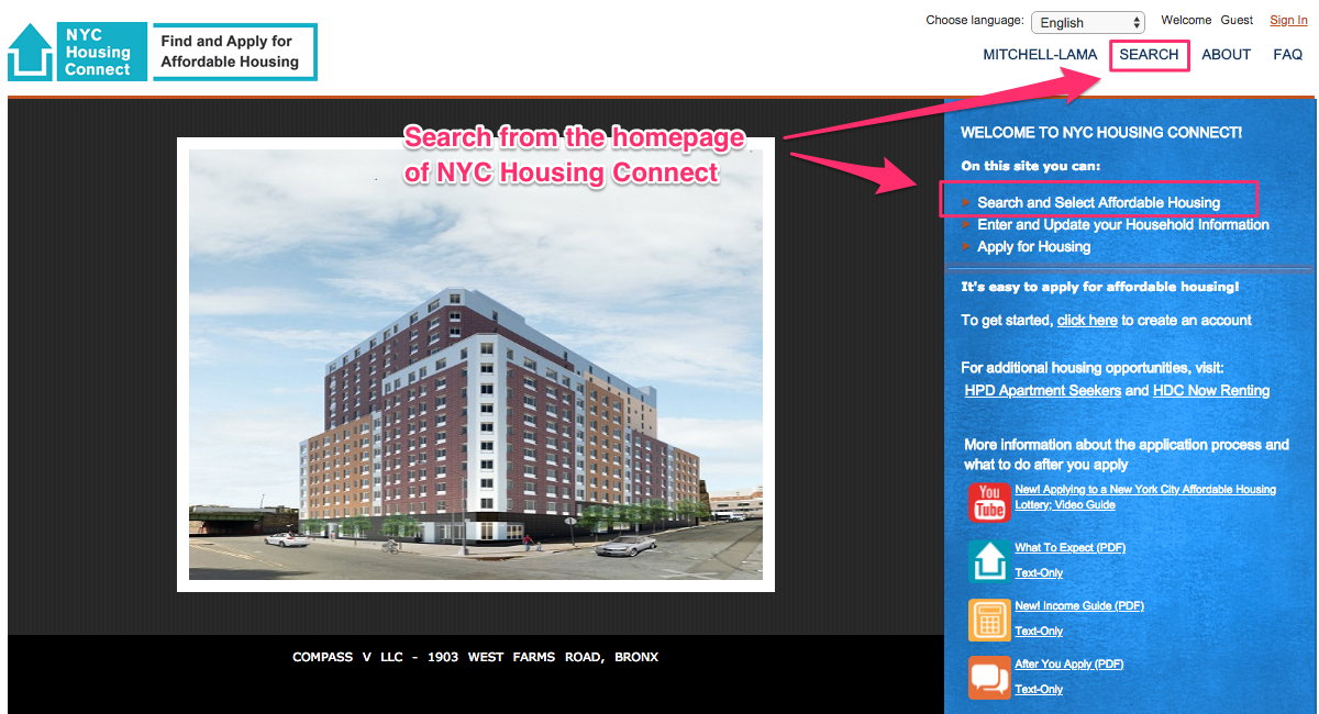 nyc housing connect create account