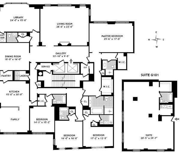 Floor plan of 15 CPW, unit 40b