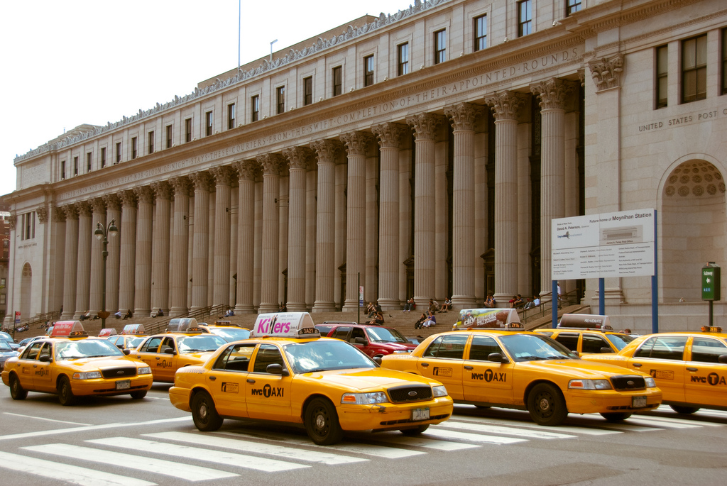 Photo of taxis in front of Farley Post Office Building 