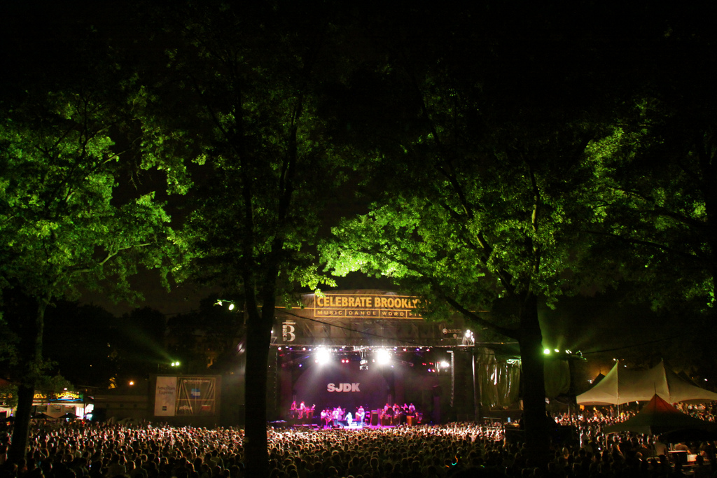 (The late, great Sharon Jones and the Dap Kings playing at the Prospect Park Bandshell. Source: Chris Goldberg via Flickr Creative Commons)
