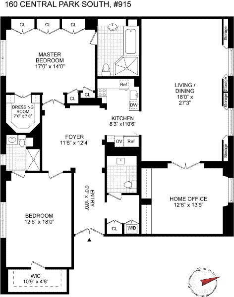 Floor plan of David Bowie's Essex House apartment 