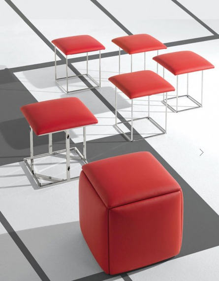 image of cube ottoman with five seats inside