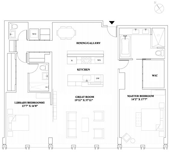 Floor plan of Daniel Radcliffe's apartment at 40 Mercer Street