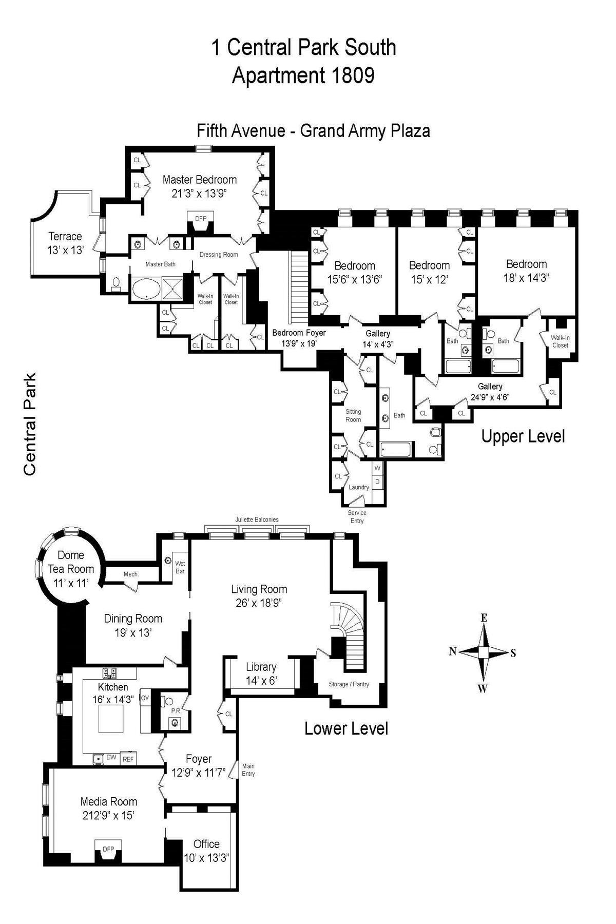 graphic of floor plan of Tommy Hilfiger's plaza apartment
