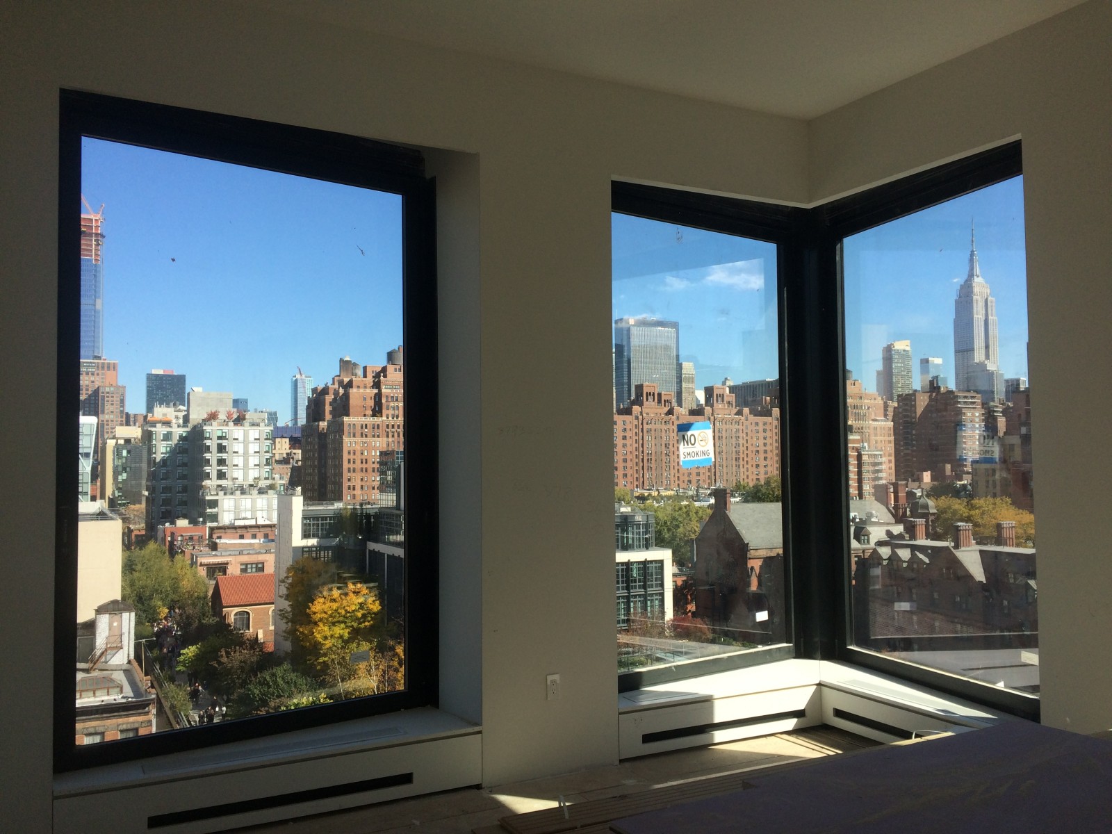 The view from the northern corner of the penthouse, currently under construction.