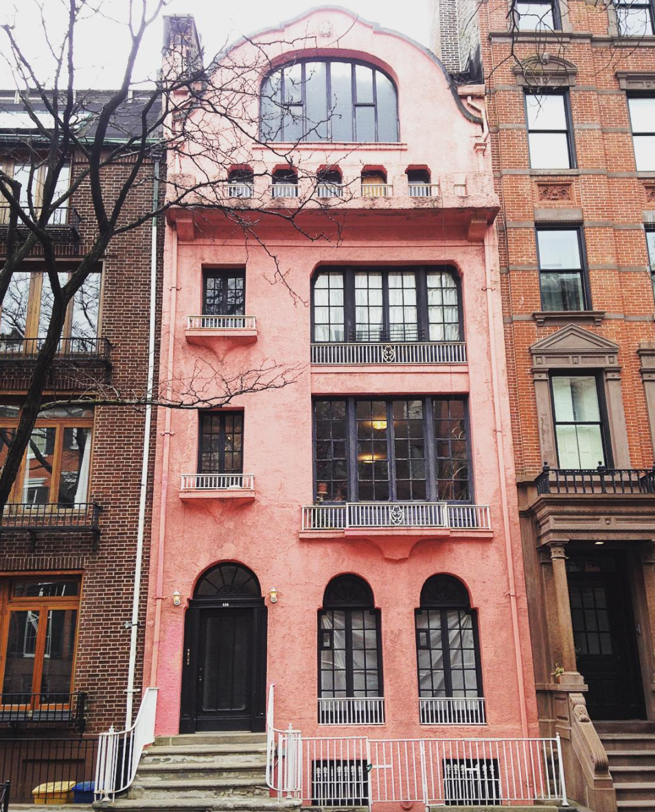 Photo of #streeteasyfinds pink townhouse