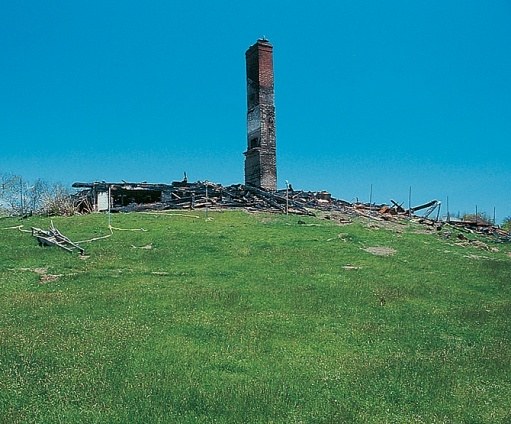 Photo of Dick Cavett's burned down home in Montauk
