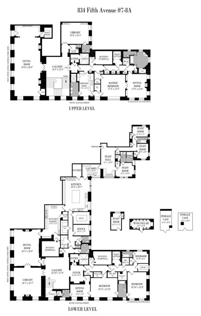 The floor plan for the now $96M seven-bedroom duplex.