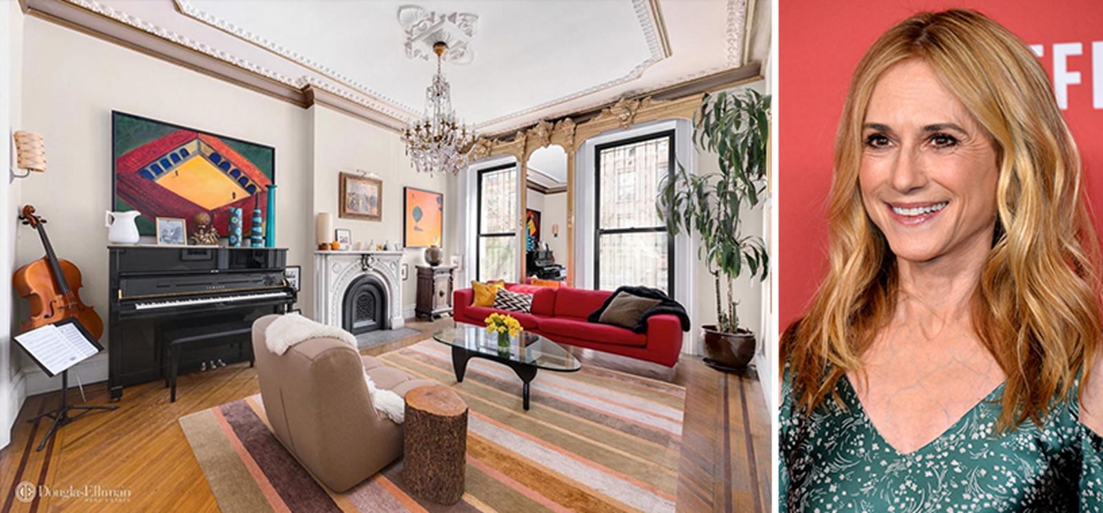 image of holly hunter and brooklyn townhouse