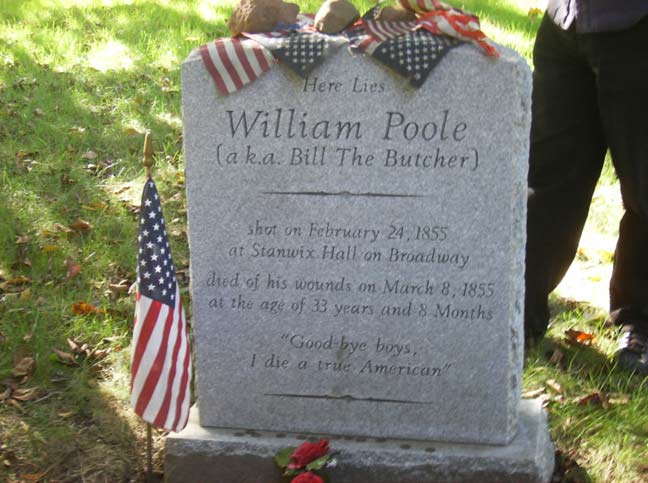 image of william poole bill the butcher gravestone
