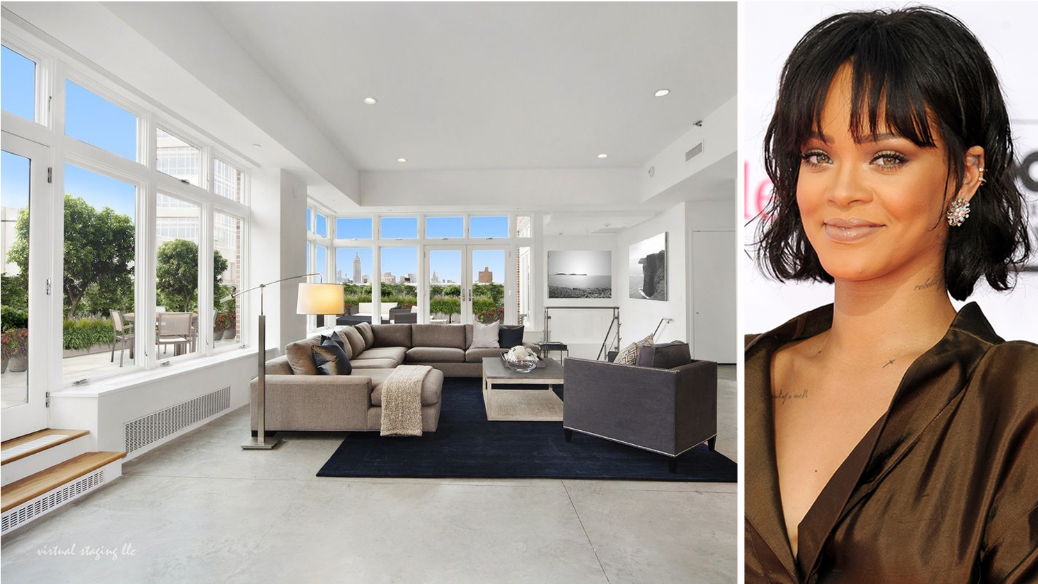 image of Rihanna and the interior of her chinatown loft