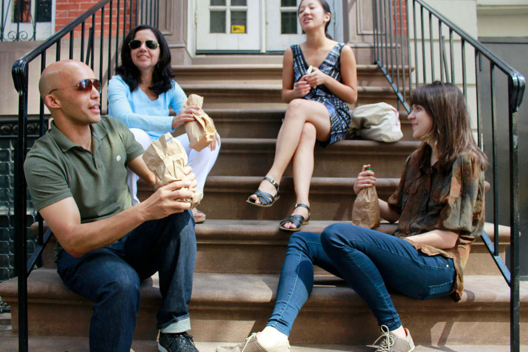 Brown bagging it on a NYC stoop (Source: WNYC Public Radio, via Flickr Creative Commons)