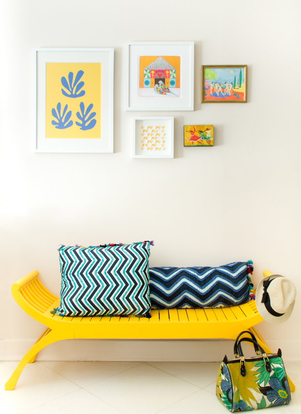 Cheerful yellow chair in living room