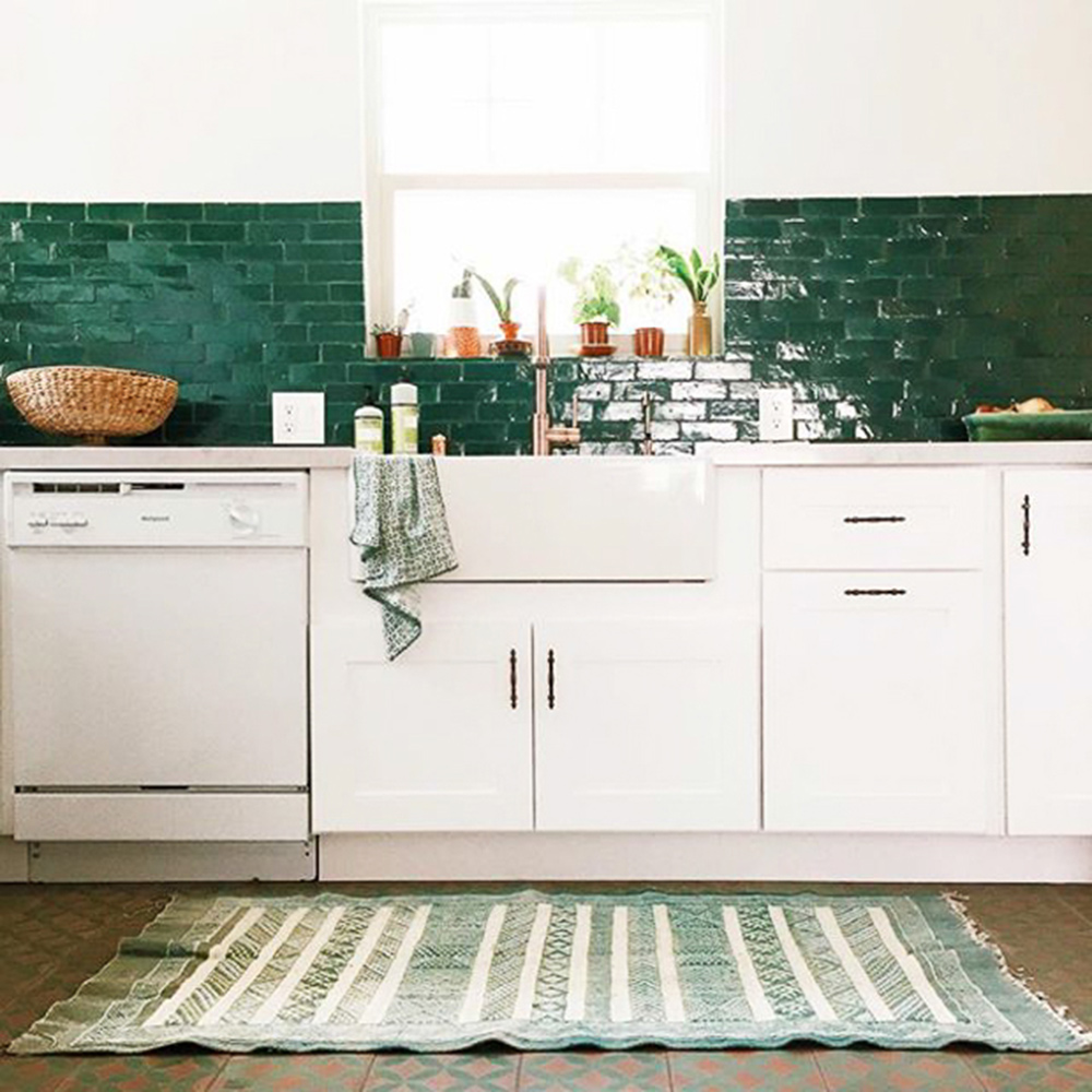 green tile kitchen