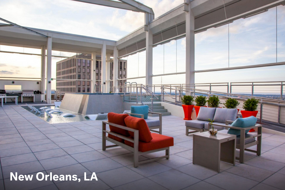 The Strand stadium and city view apartments in New Orleans, LA