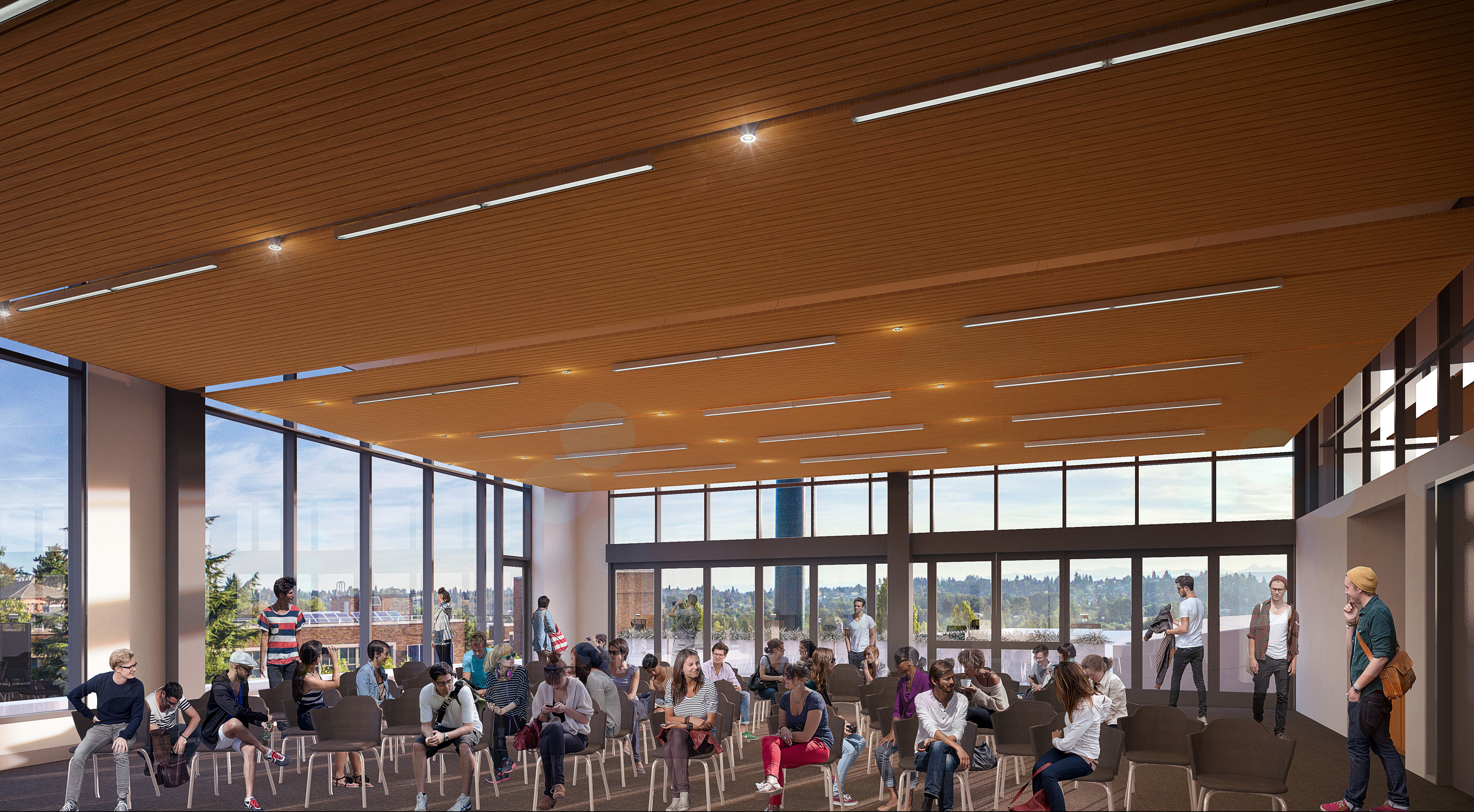 The 3,000-square-foot Zillow Commons in the new building will be a flexible events space 